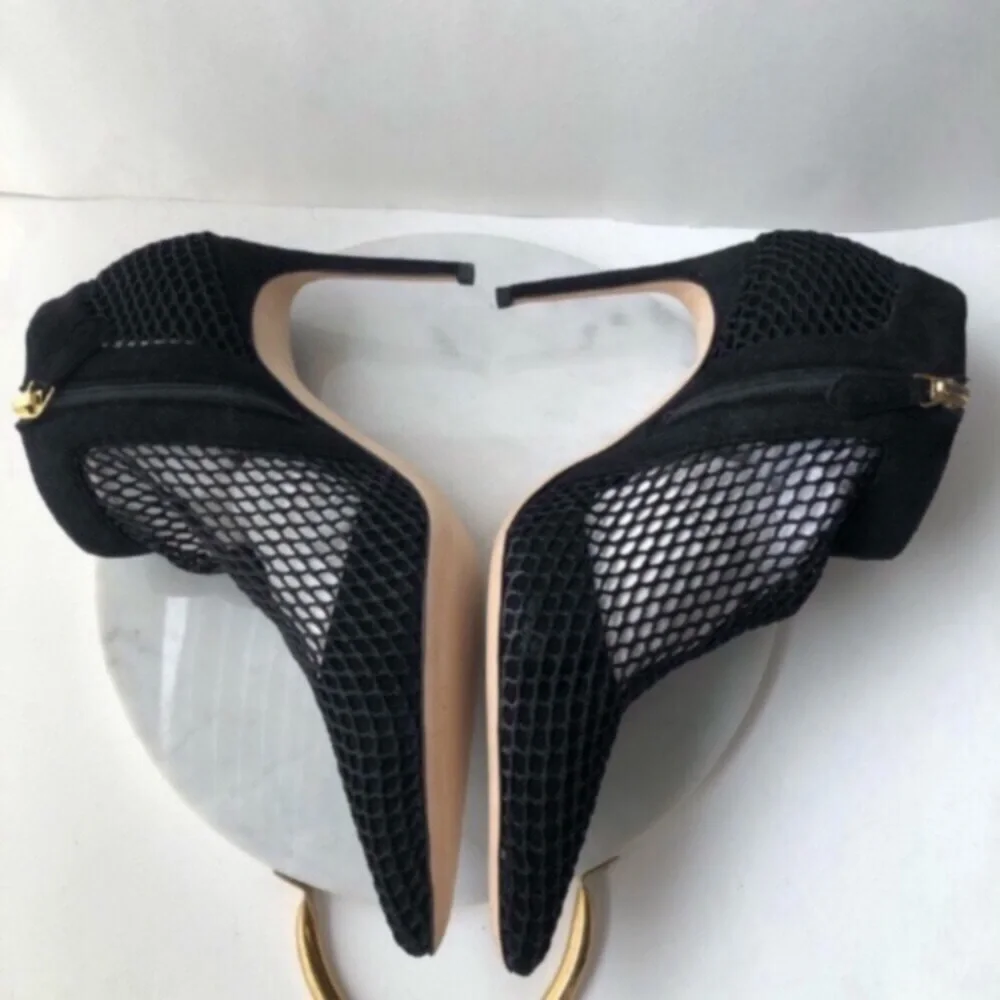 NEW BRIAN ATWOOD Black Mesh Ankle Boots